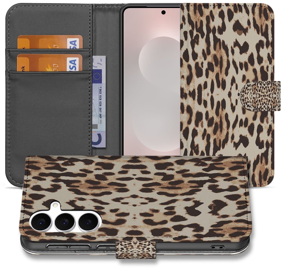 Samsung Galaxy S25 FE Boekhoesje Met Pasjes Leopard Magnetisch