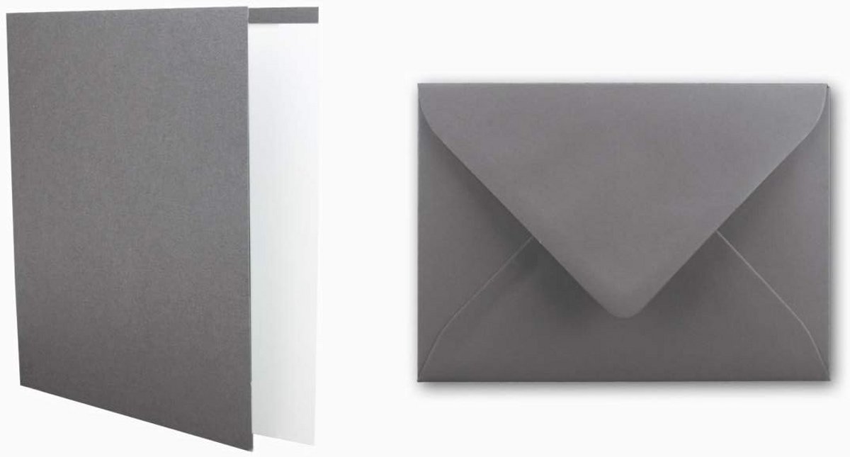 25x Uitnodigingskaarten Set DIN A6 Inclusief Enveloppen en Inlegvel - Blanco Vouwkaarten Grafietgrijs