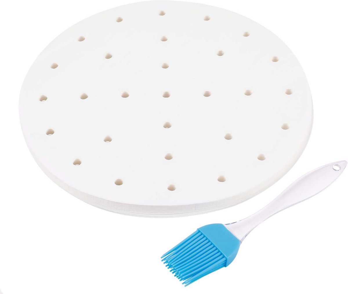 Geperforeerd Bakpapier voor Airfryer XXL - Rond, 200 Vellen - Antiaanbakmat voor Hete Luchtcirculatie