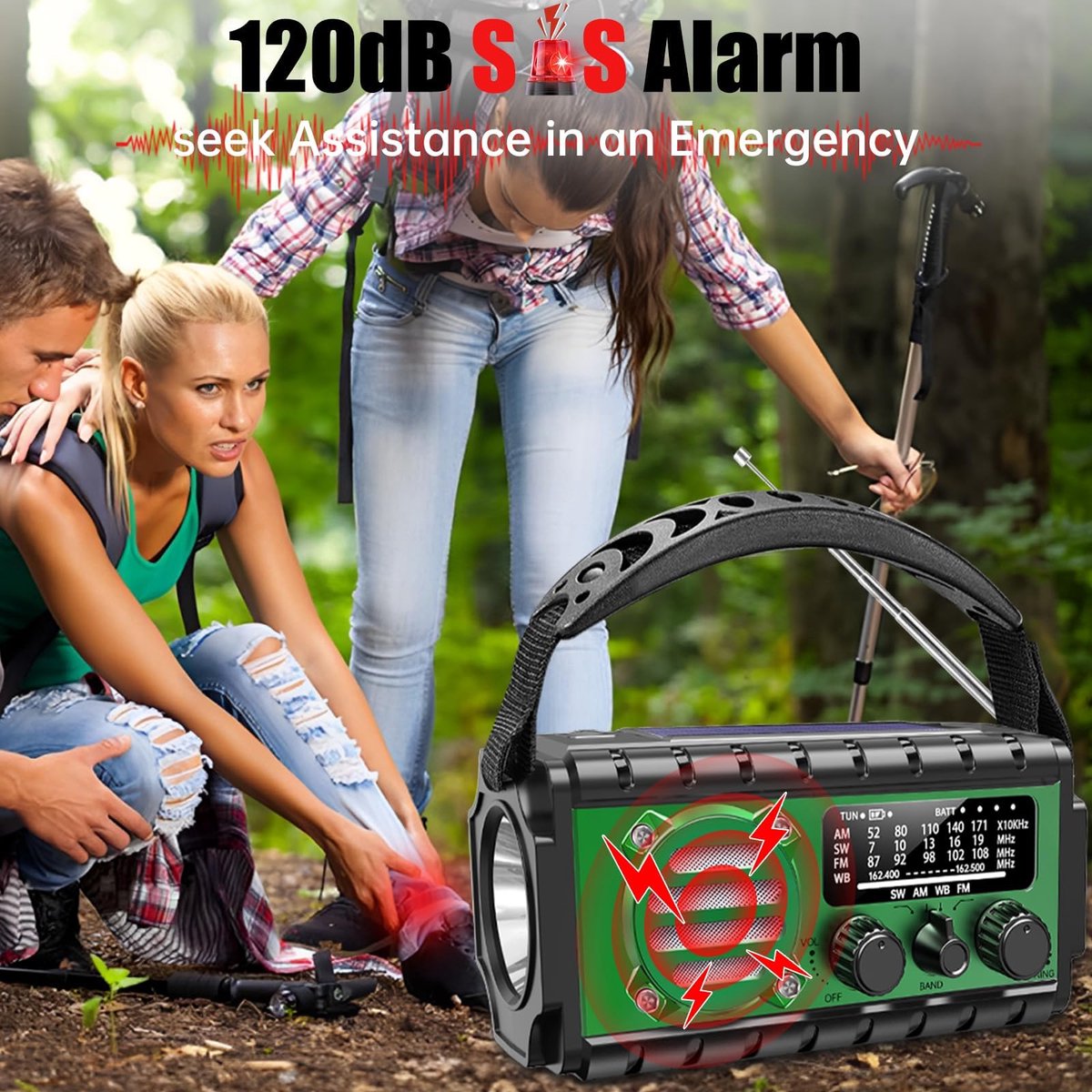 Noodradio met 20000mAh Powerbank - SW/NOAA/AM/FM weerradio, handbediende oplader met grote batterij, draagbaar, opladen van mobiele telefoon, SOS, zaklamp voor noodgevallen/thuis en outdoor – foto 2
