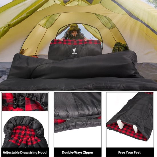 XXL Slaapzak Flannel 4 Seizoenen Extra Groot voor Volwassenen - Kamperen en Outdoor van Merkloos — afbeelding 5