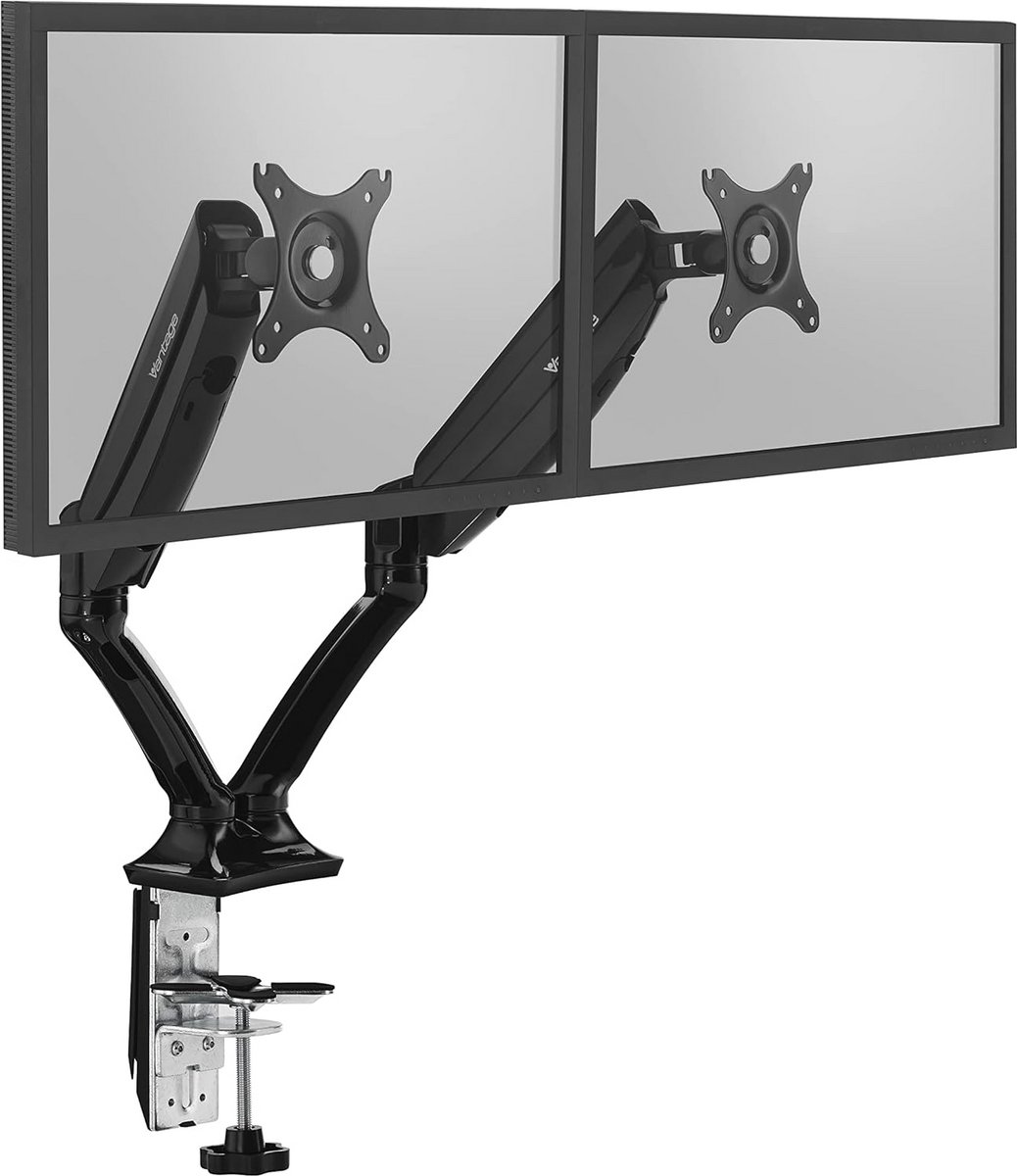 Dubbele Monitor Arm voor 2 Schermen 10-27 Inch - Flexibel en Inklapbaar met Gasveer