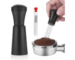 Espressomixer - met standaard - 0,3 mm - 7-pins - Espressomixer - met 10 vervangbare naalden - 304 roestvrij staal - matzwart
