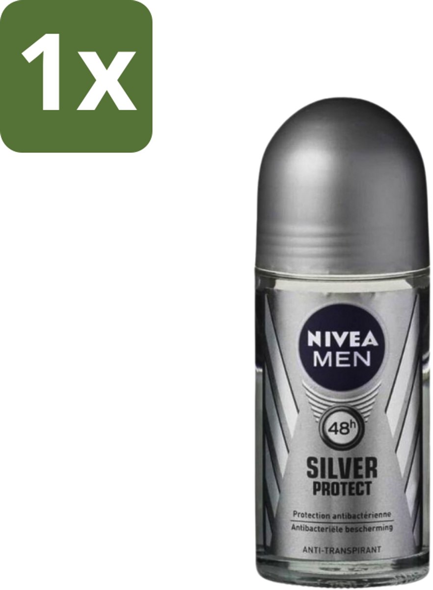 1 x Nivea - Men - Deodorant - Roller - Silver Protect Dynamic Power - 50 ml - 48 Uur Bescherming - Zilvertechnologie - Anti-transpirant - Geurcontrole - Huidvriendelijk
