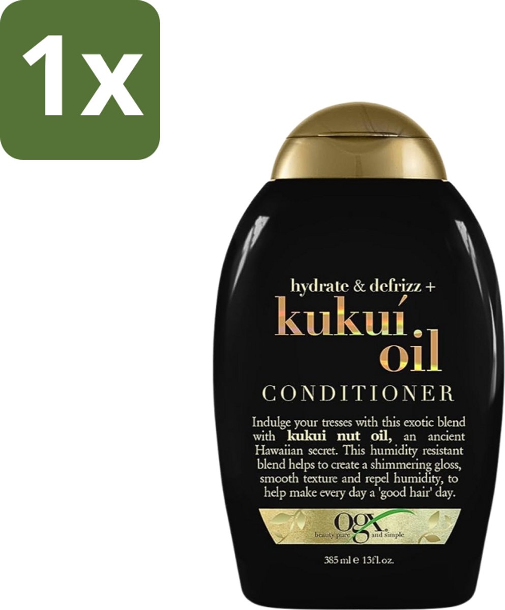 1 x OGX - Kukui Oil - Conditioner - Anti-Pluis - Hydraterend - 385 ml - Anti-pluis Conditioner - Kukui Oil Conditioner - Hydraterend Haarverzorging - Pluisvrij Haar - Krulcontrole