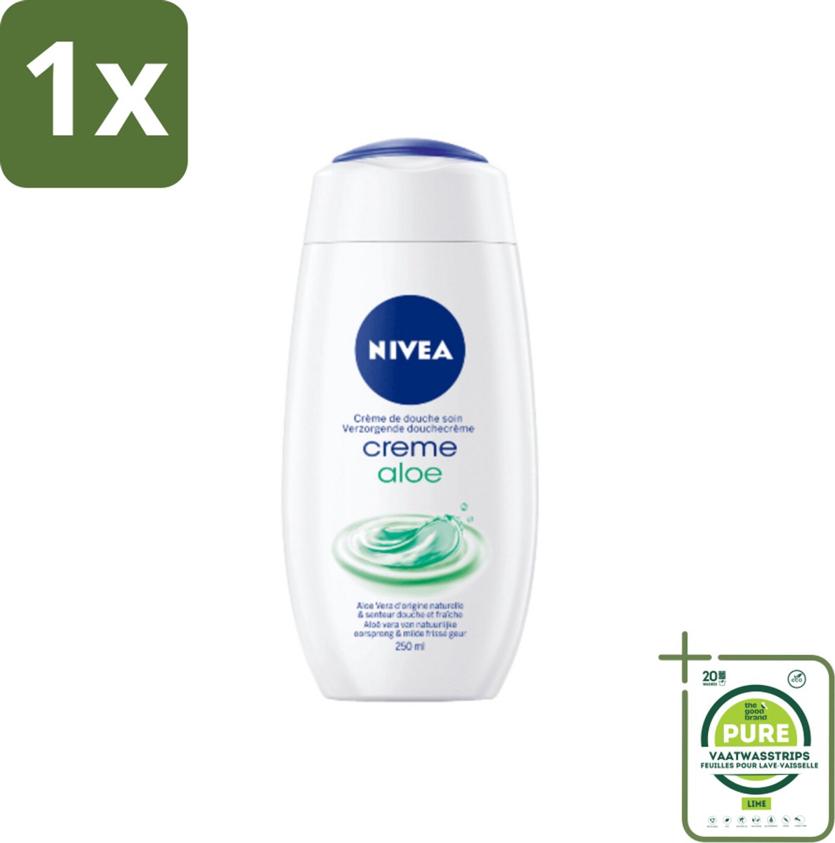 1 x NIVEA Douchecrème Aloë 250 ml - Douchegel - Aloe Vera - Verzorgend - Hydraterend - NIVEA