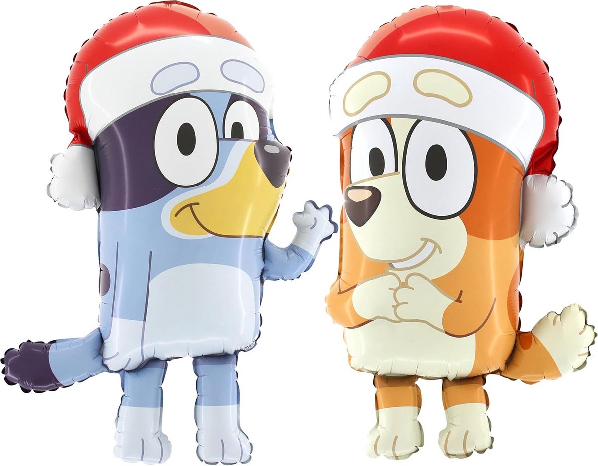 Set van 2 Grote Bluey & Bingo Kerst Folieballonnen (81 cm)