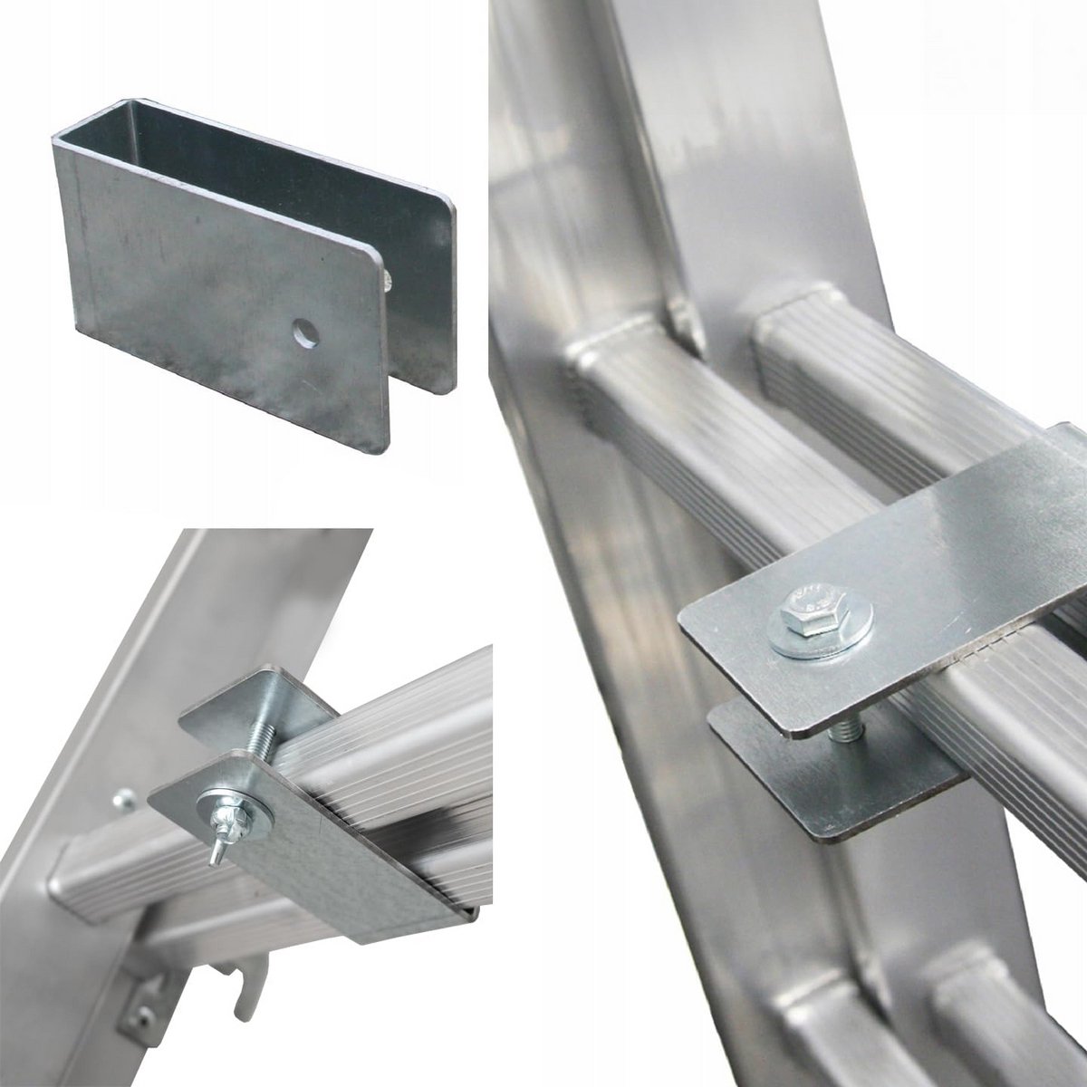 Ladder Verstelstuk - Trapfunctie Adapter - Veilig Werken Hoogte - Aanpassing Oneffen Grond - 82x25mm - Zilver
