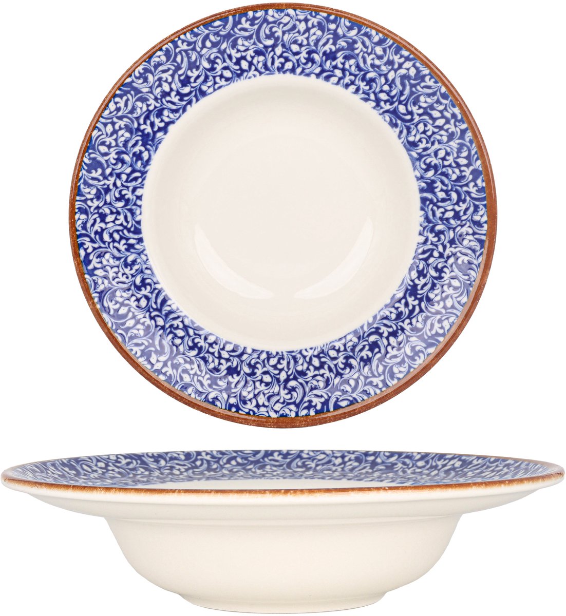 By Bone Pastabord - Edera Cobalt - Porselein - 27 cm (500cc) - set van 2