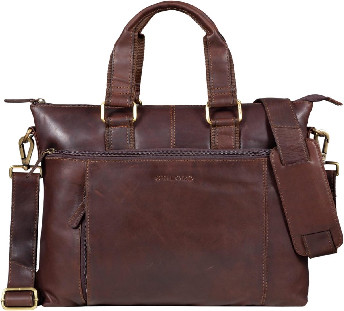 Leren Schoudertas 15 Inch Laptop Tas Schuin Tas DIN A4 Vintage Heren