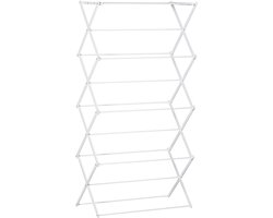 Opvouwbaar Wasrek - 74x35x144 cm - 8 Lagen Turm + Binnen & Buiten - Metaal & Kunststof - Wit