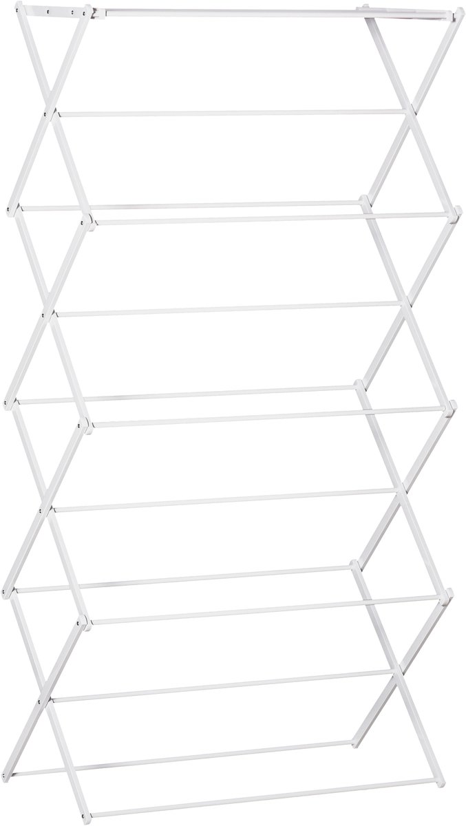 Opvouwbaar Wasrek - 74x35x144 cm - 8 Lagen Turm + Binnen & Buiten - Metaal & Kunststof - Wit