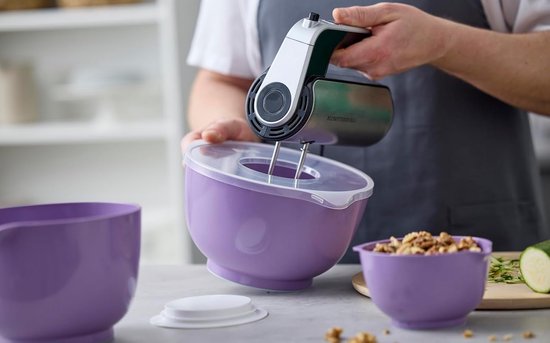 Universeel Anti-Spat Deksel voor Mengkom - Transparant met Mixeropening — afbeelding 3