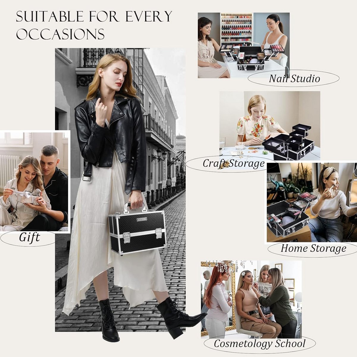 Inklapbare Make-up Koffer met Spiegel en Organizer - Ideaal voor Reizen