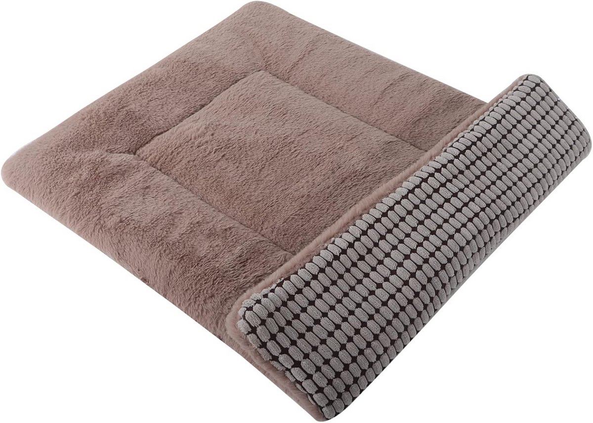 Zacht en Warm Hondenbed Kussen - Wasbaar Matras voor Kleine tot Grote Honden en Katten (91x58 cm, Kaki)