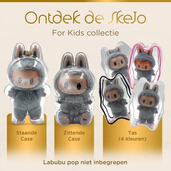 SkeJo Labubu Case Tas Transparant - Transparante Hardcase met Hanger voor Labubu Figurine / Keychain Accessoire - Labubu Cola Staand van Merkloos — afbeelding 5