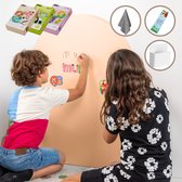 Elissio® Magneticoo Magnetische Muursticker 100x80 cm - Magneetsticker met krijtbordfunctie - Perzikoranje - Magneetbord voor Kinderkamer - Boogvorm - Inclusief Magnetische accessoires