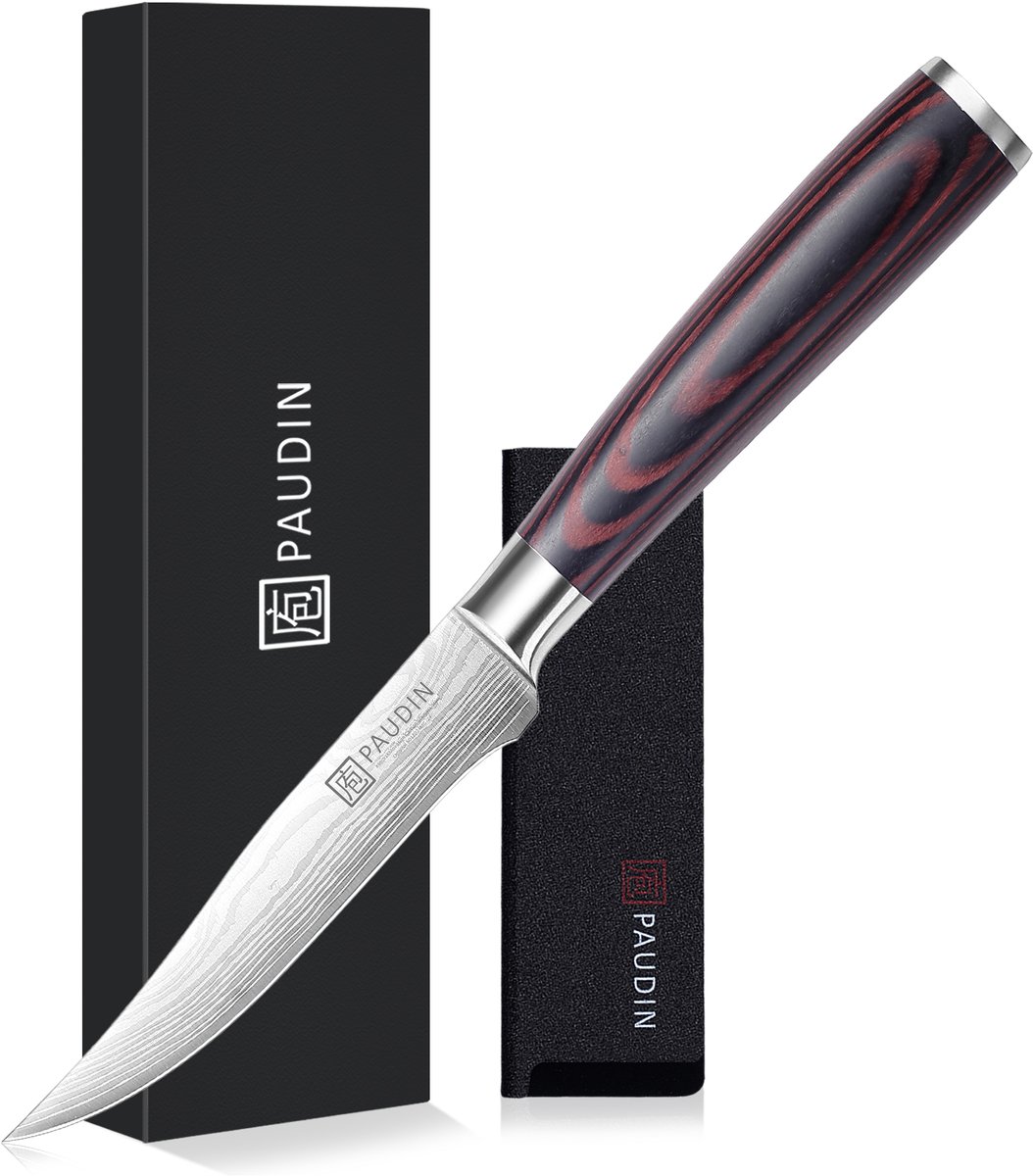 Paudin N17 - Officemes - Keukenmes - 12,5 cm Lemmet - Koksmes - Vlijmscherp Koolstofstaal - Elegant en Ergonomisch