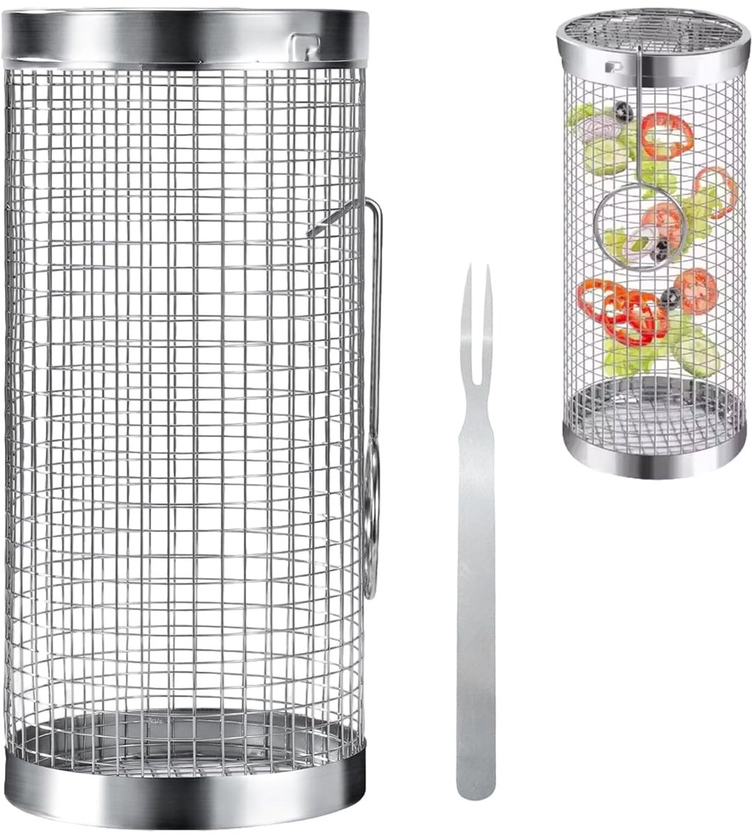 Unyqoos® roterende grillmand set voor moeiteloos barbecueën en koken