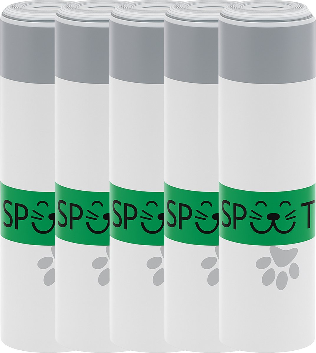 SPUUT Kattenbakzakken - 75 stuks - Automatische kattenbakzakken - Extra stevig - 45x45 cm - 5 rollen - 15 stuks per rol