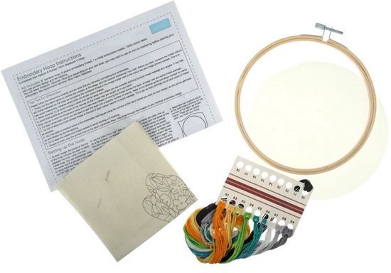 Namvo Borduurstarterset, Vintage Handtas Naaipakket met Patroon en Handleiding, Bamboe Borduurlijst, Draden en Gereedschap