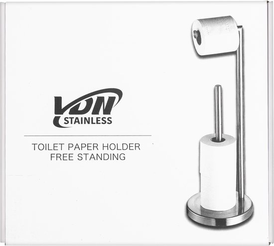 VDN Stainless debout - Porte-rouleau de papier toilette et porte-rouleau de rechange - Acier inoxydable - Convient pour 3+1 rouleaux de papier toilette - 2 en 1