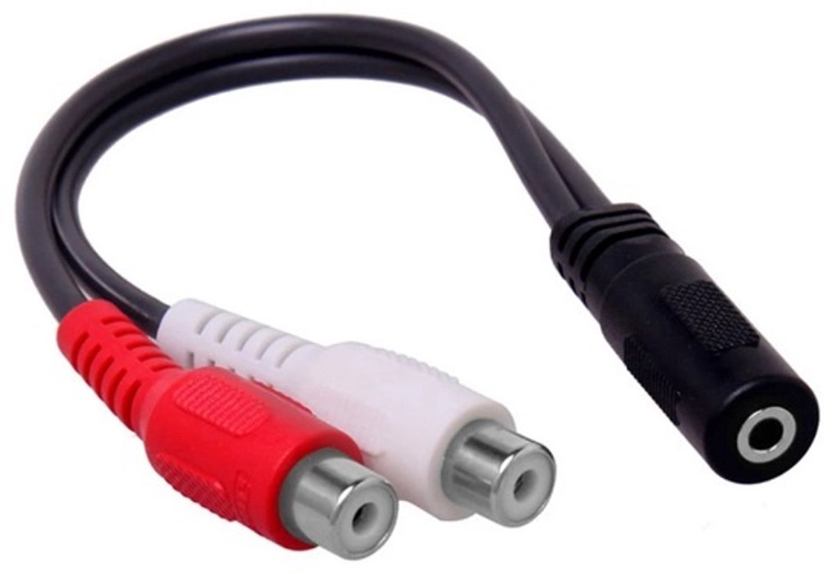 Tulp (v) - 3,5mm Jack (v) stereo audio adapter kabel - 0,25 meter