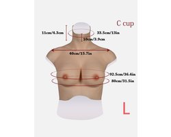 Siliconen Borsten- plus size L XL Borstprothese-Nep borsten- C cup- Cosplay- Travestie-Transgender-Crossdresser-Travestiet-100% siliconen-Breastplate- Oil Free- Non sticky-