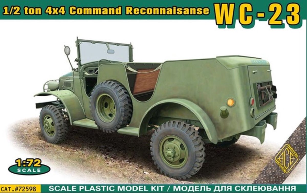 ACE Modelbouwpakket Auto - 72598 Dodge WC-23 0,5-ton 4x4 - Command Reconnaissance WWII - Amerikaans Verkenningsvoertuig Plastic - 1:72 - Modelbouw