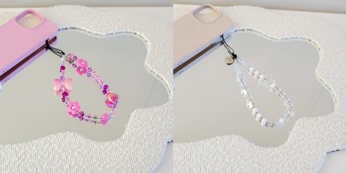 xoxo Wildhearts telefoonkoorden In The Clouds + Pink Always Kort – charmante telefoonbedels in zachte kleuren – stijlvol en fun – geschikt voor iPhone / Samsung