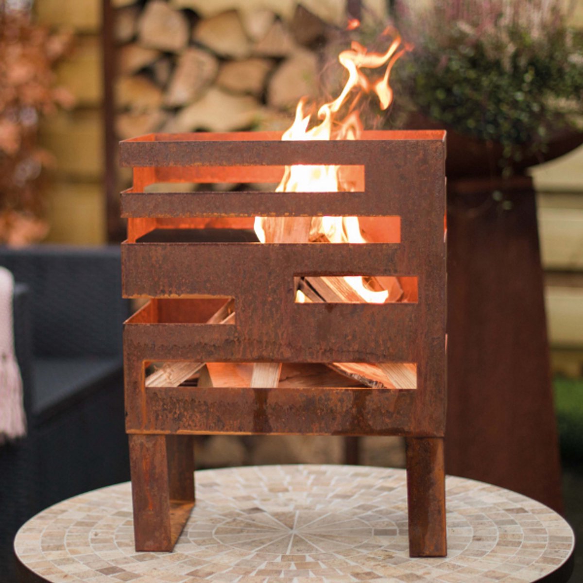 RedFire Madison Fire Bowl - Corten Look - 38 x 23 x 50 cm