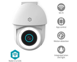 Nedis SmartLife Buitencamera – 3MP – WiFi – Spotlight – Pan & Tilt – IP65 – Wit