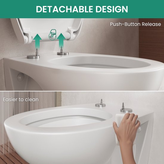 DERW MAX Abattant WC en forme de O - Abattant WC avec couvercle - Antibacterieel - Fermeture en douceur - Fonction Easy Clean - Duroplast Wit