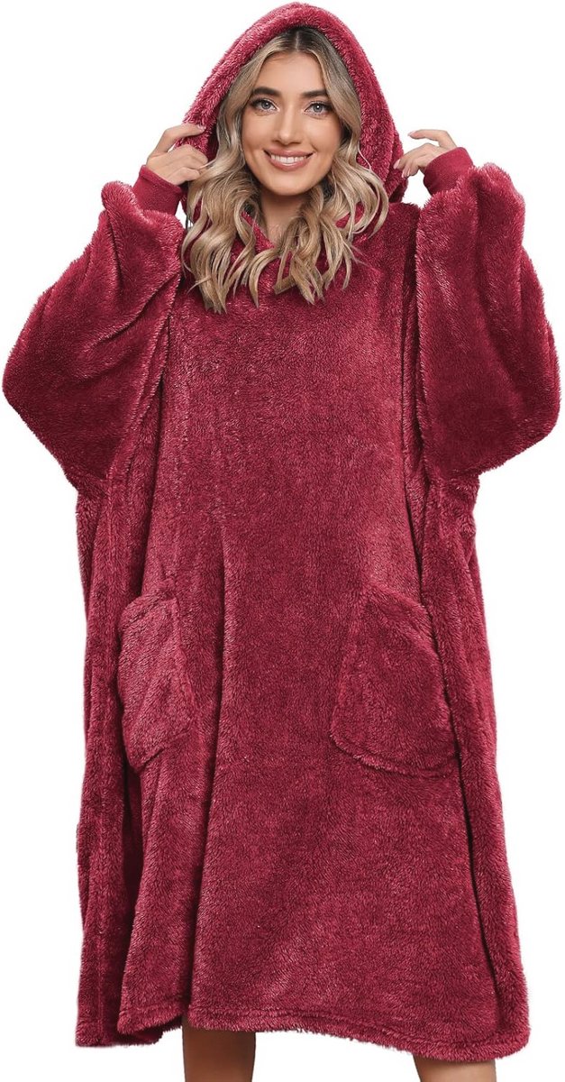 Oversized Sherpa Hoodie Deken met Zak - Superzacht en Comfortabel voor Iedereen