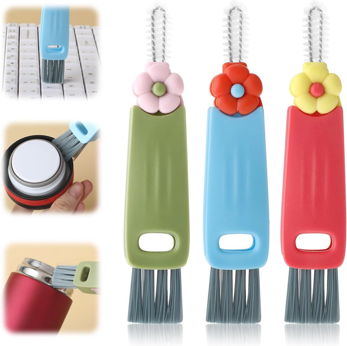 3-in-1 Cup Lid Cleaning Brush Set – Multifunctional Cleaning Tool for Bottles and Cups