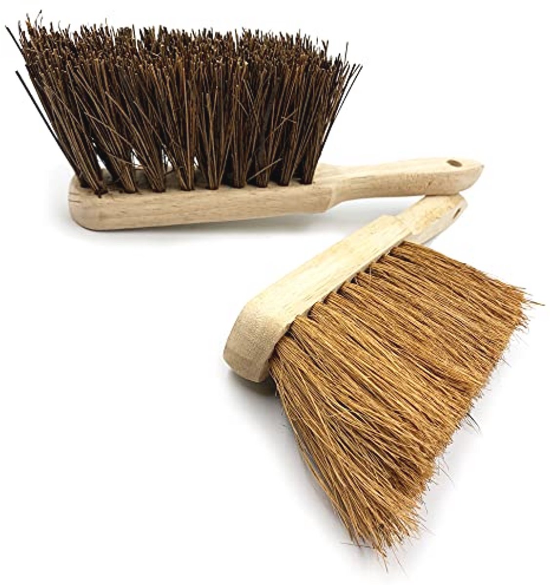 Dubbel Pak Zachte en Harde Handborstels met Houten Handvatten