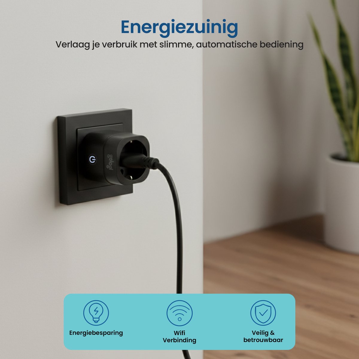 Gologi slimme stekker 4-pack met energiemeter, WiFi smart plug, timer, Google Assistant & Alexa, zwart - Afbeelding 3