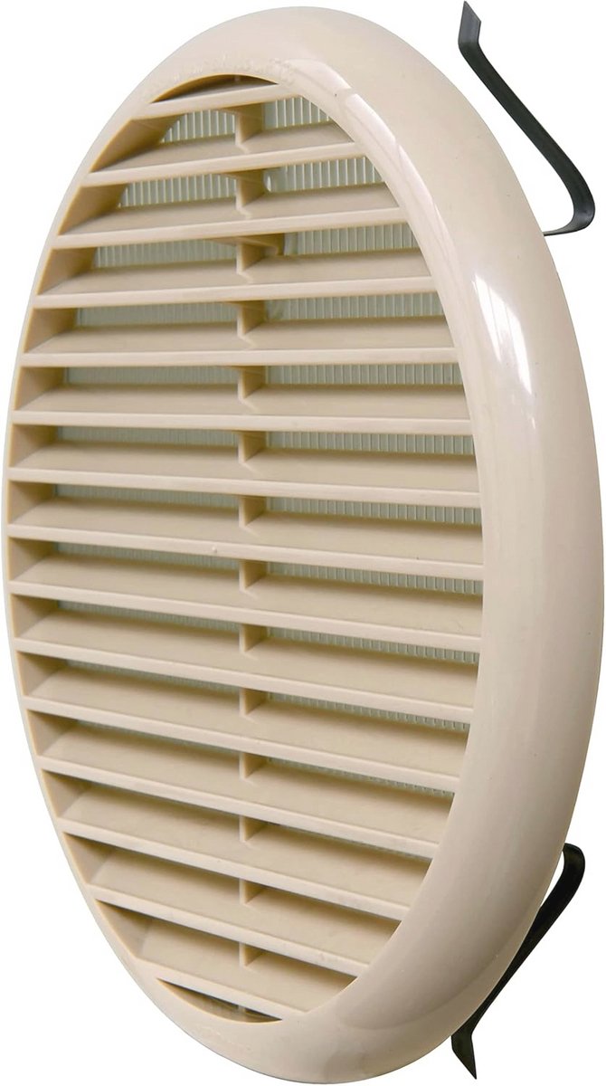 Ventilatierooster van kunststof met veren en net, 175 mm diameter