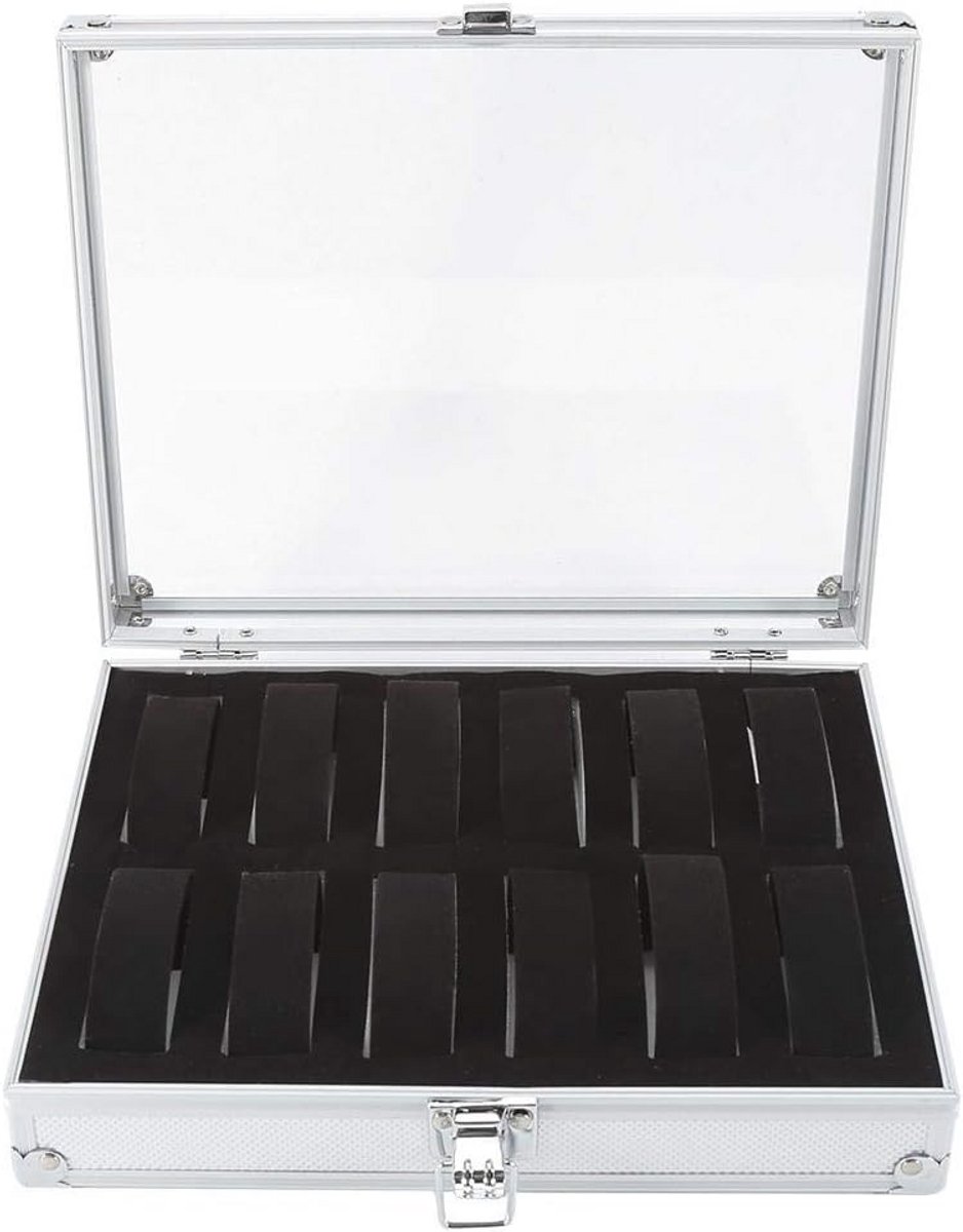 Horlogedoos met 6 of 12 vakjes - Elegant Aluminium Sieraden Organizer