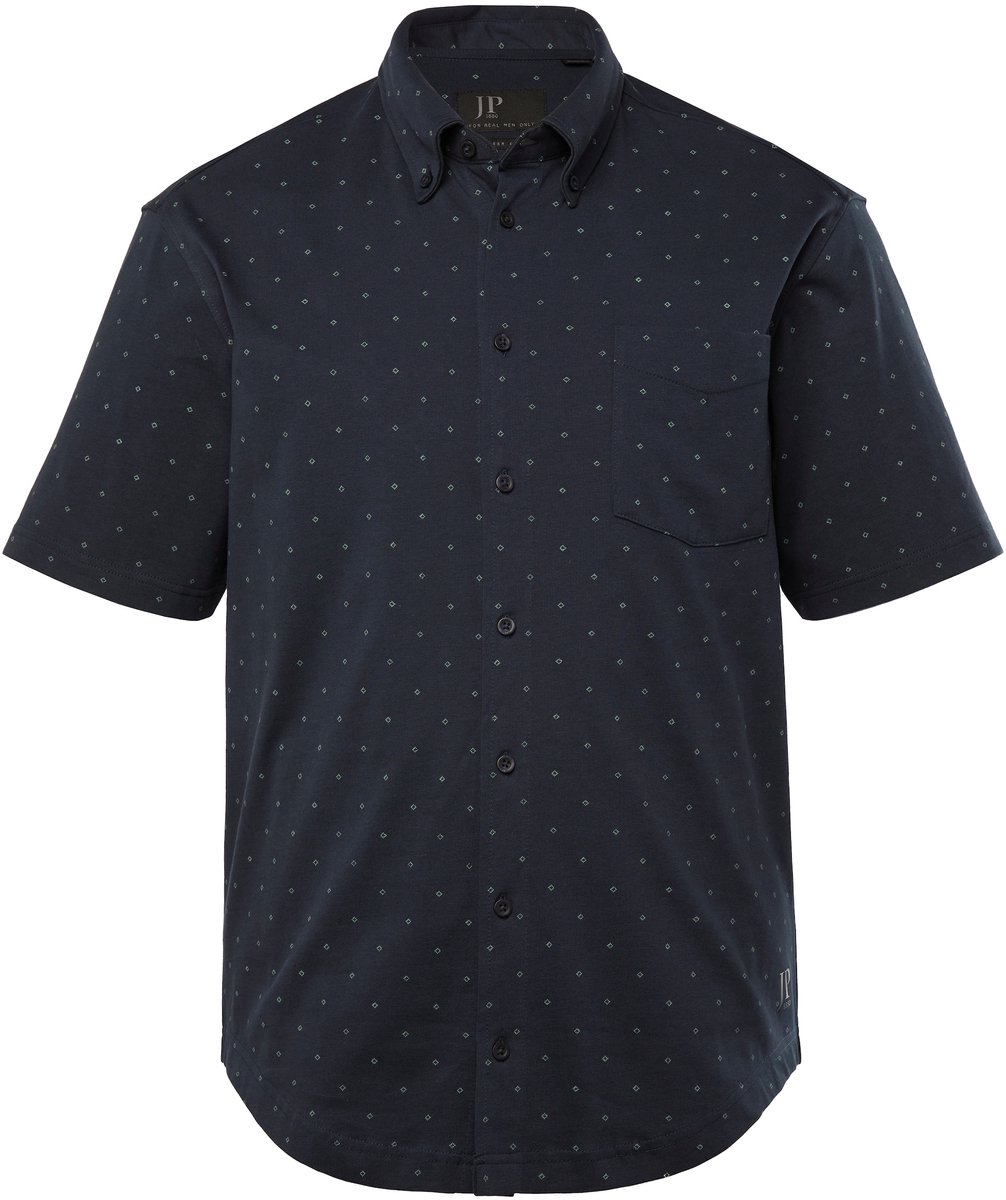 JP 1880 - Heren - Jersey overhemd korte mouw buttondown-kraag modern fit - Navy blauw - Maat XL