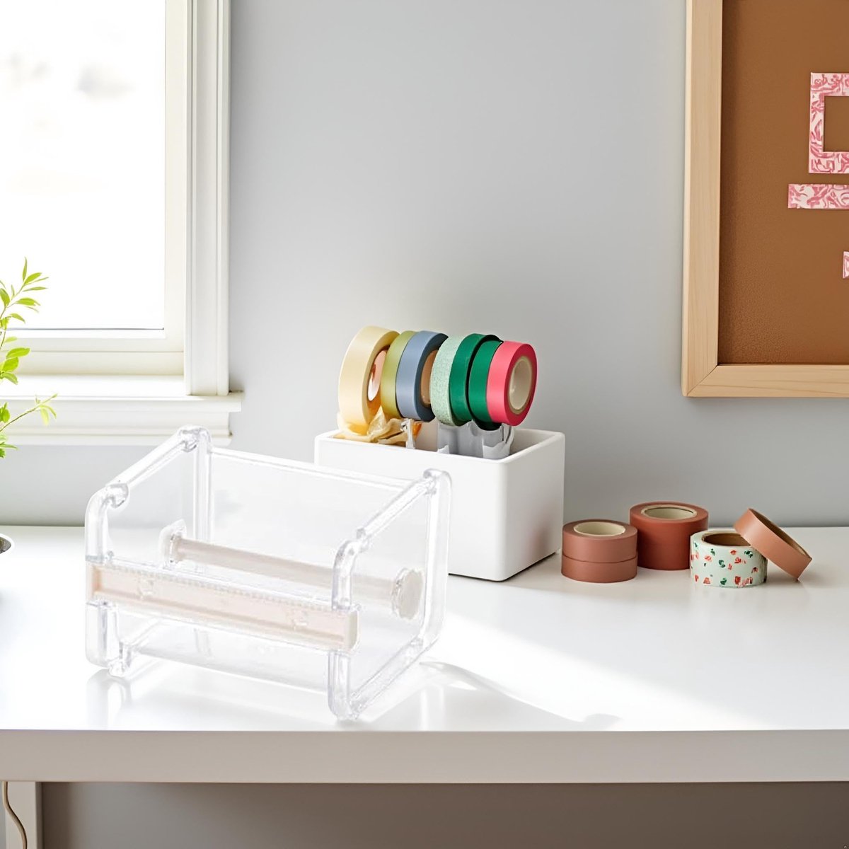 IMPERATORIS® Plakbandhouder - Tape Dispenser - Voor Scholen, Kantoren en Thuis - Hoogwaardige Kwaliteit - transparante - 30L x 30W x 10H