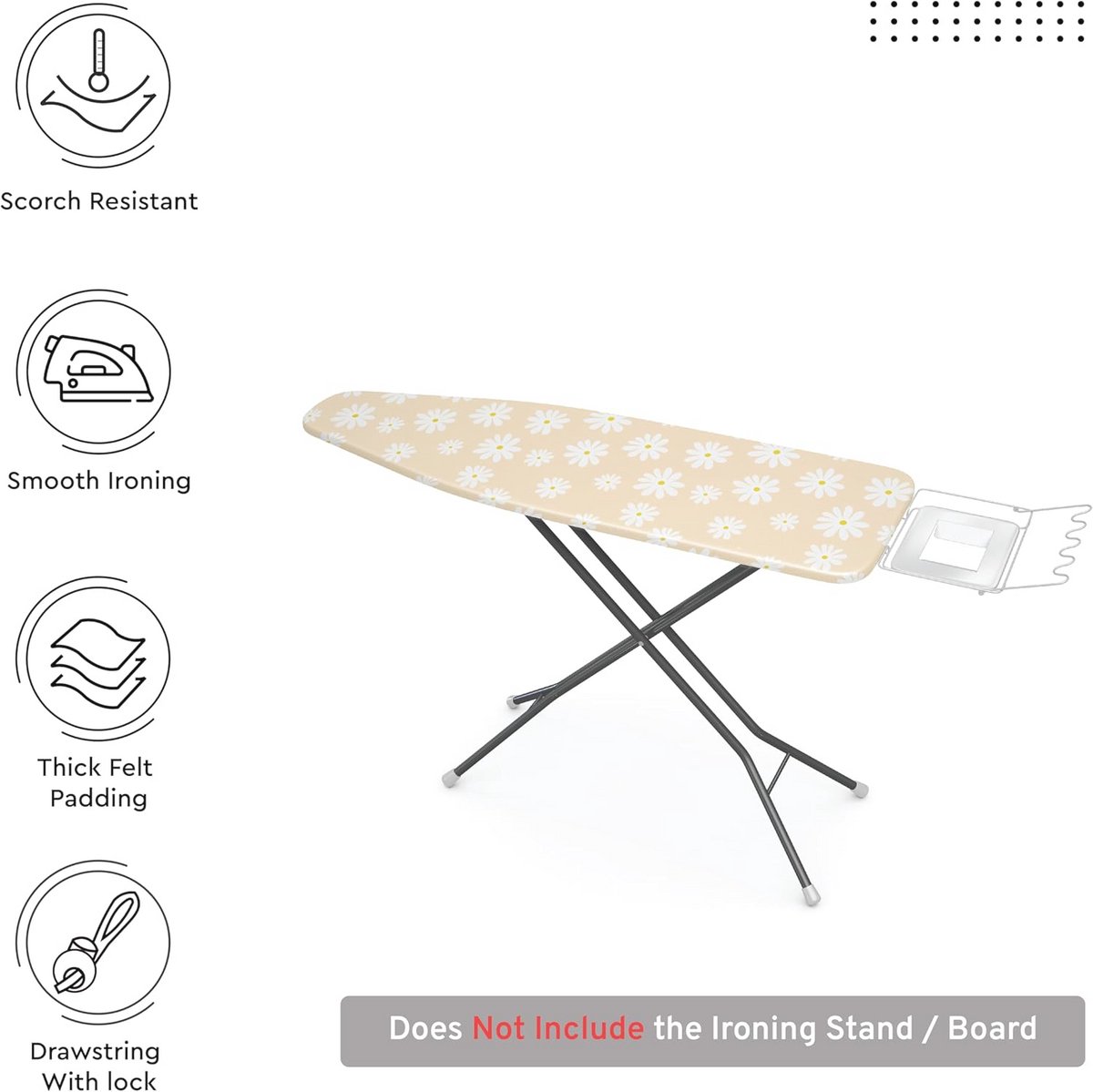 Strijkplankovertrek met Dikke Vilten Bekleding - Geschikt voor Standaard Mini Plates 72 x 30 cm - Warmte-Isolerend en Vlekbestendig
