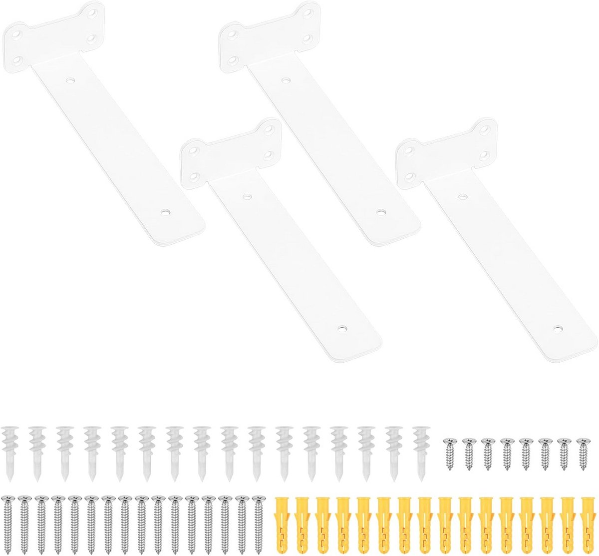 Plankhouders 200 mm - 4 stuks, Wandplank Drager voor Zware Lasten, Onzichtbare Hoeksteun