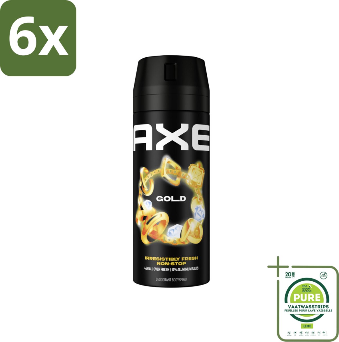 Axe Deodorant Bodyspray Gold 150 ml - Voordeelverpakking - 6 stuks - Deodorant - Axe