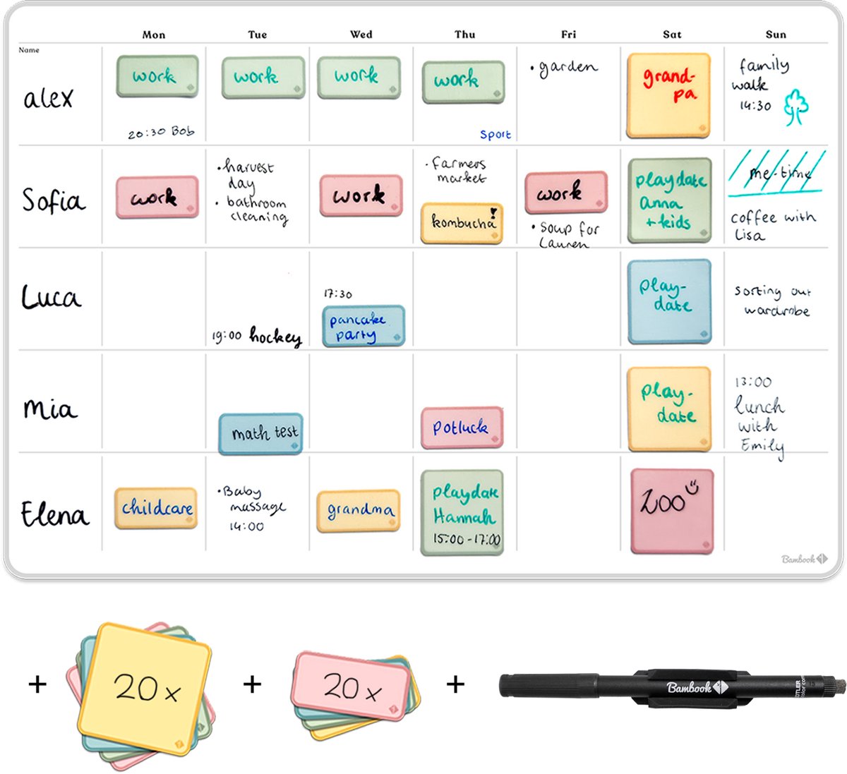 Sticky Whiteboard Starter Set - Family Weekplanner