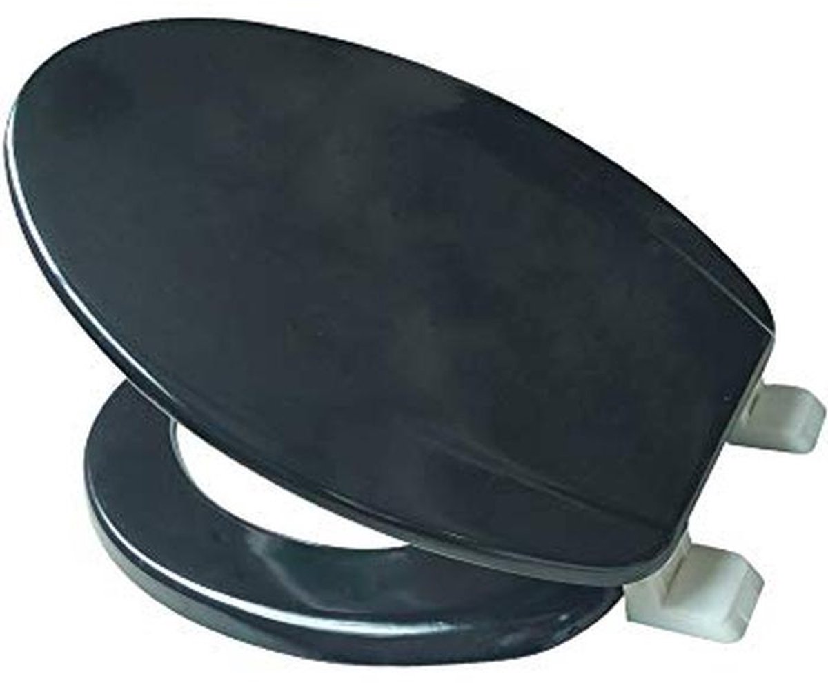 Langwerpige toiletbril met Easy Clean & Change scharnier - zwart