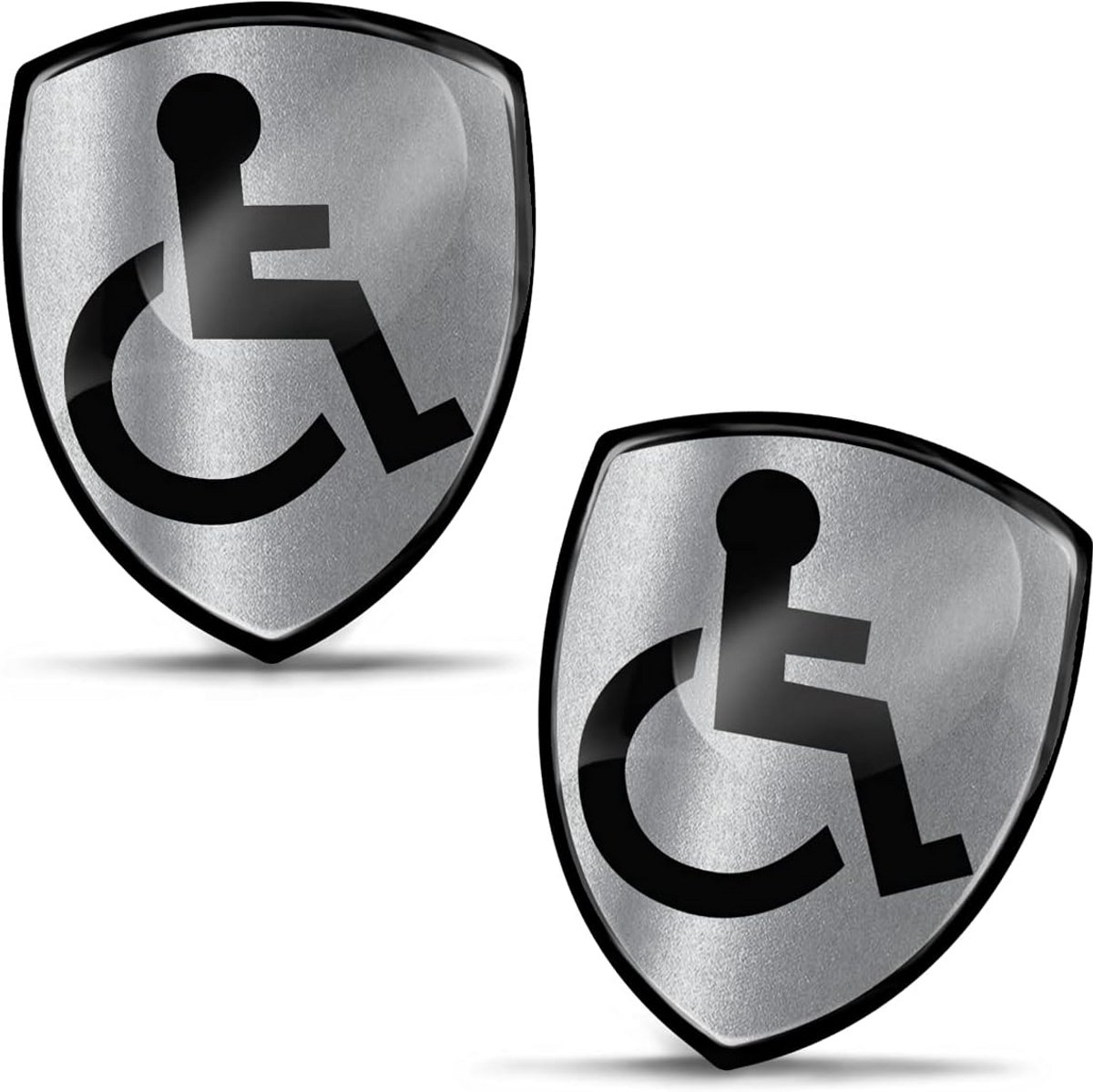 2 x 3D Siliconen Stickers Gehandicapt Embleem voor Rolstoel en Auto