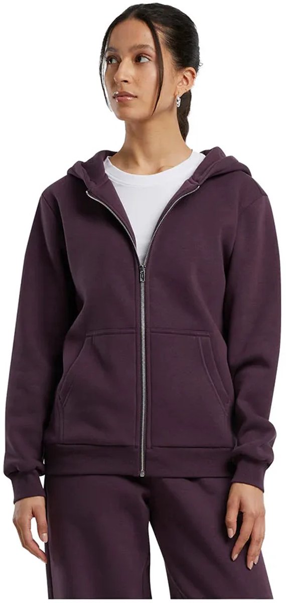 Build Your Brand Fluffy Sweatshirt Met Rits Paars L Vrouw