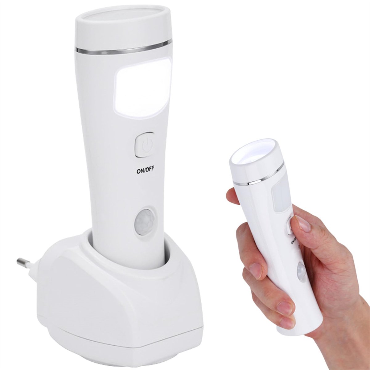 Ynkkvre -LED Nachtlicht - Zaklamp - 4-In-1 Functionaliteit Met Inductie Nachtlamp En Noodverlichting - 1 Stuk - Voor Slaapkamer, Keuken, Badkamer Wit
