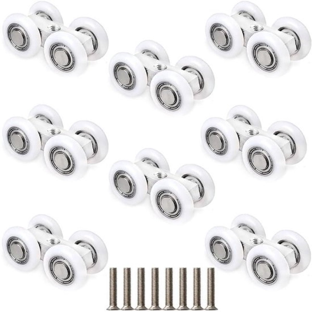 Set van 8 wieltjes voor schuifdeuren en douchedeuren